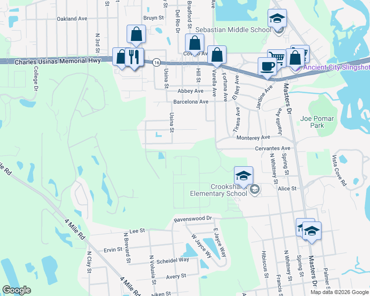 map of restaurants, bars, coffee shops, grocery stores, and more near 432 Avilla Avenue in St. Augustine