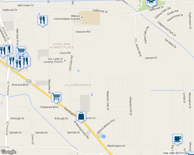 map of restaurants, bars, coffee shops, grocery stores, and more near 12022 Proctor Street in Houston