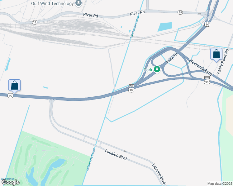 map of restaurants, bars, coffee shops, grocery stores, and more near 2125 U.S. 90 in Westwego