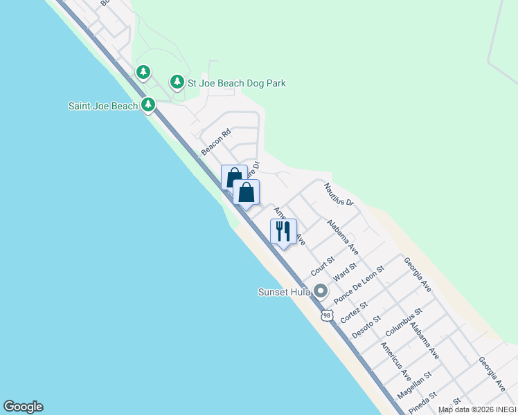 map of restaurants, bars, coffee shops, grocery stores, and more near 8210 Pelican Walk Lane in Port St. Joe