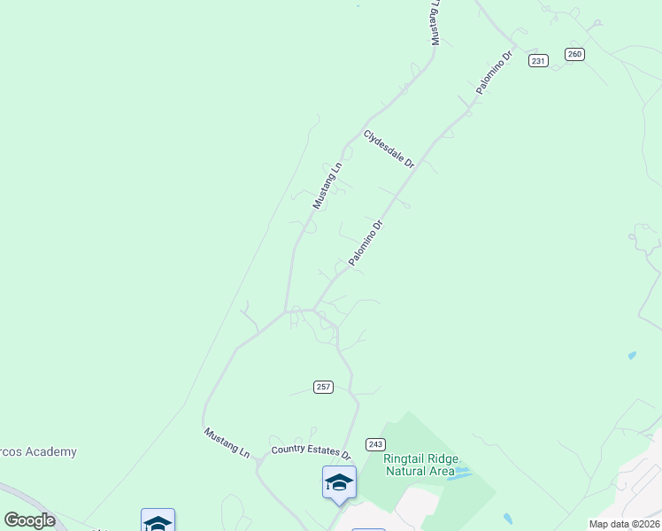 map of restaurants, bars, coffee shops, grocery stores, and more near 1109 Palomino Drive in San Marcos