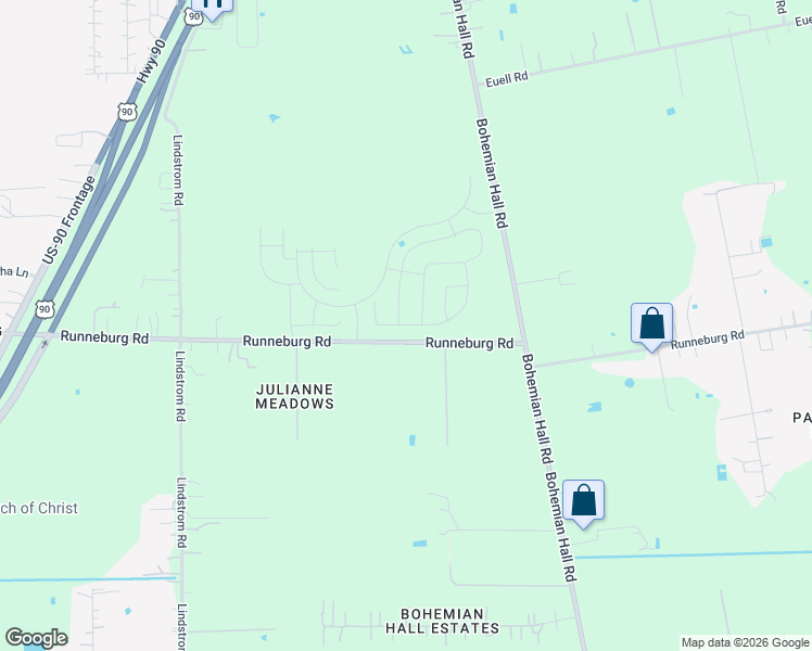 map of restaurants, bars, coffee shops, grocery stores, and more near 2171-2515 Runneburg Road in Crosby