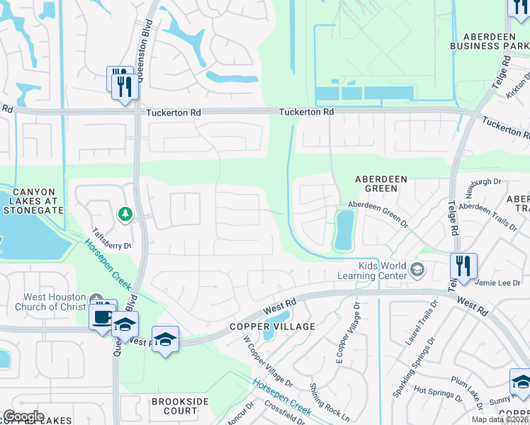 map of restaurants, bars, coffee shops, grocery stores, and more near 9414 Bauer Oaks Drive in Houston