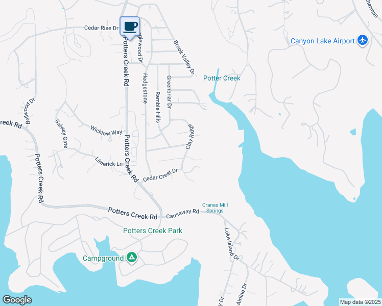 map of restaurants, bars, coffee shops, grocery stores, and more near 709 Clay Ridge in Canyon Lake