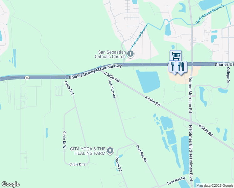 map of restaurants, bars, coffee shops, grocery stores, and more near 2510 Deer Run Road in St. Augustine