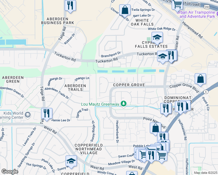 map of restaurants, bars, coffee shops, grocery stores, and more near 9331 Hudson Bend Circle in Houston