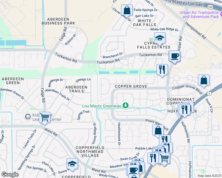 map of restaurants, bars, coffee shops, grocery stores, and more near 9331 Hudson Bend Circle in Houston