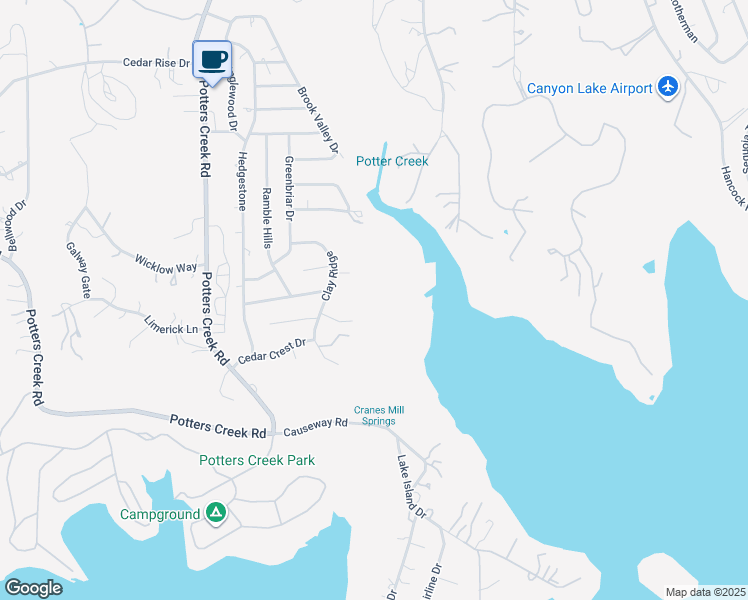 map of restaurants, bars, coffee shops, grocery stores, and more near 709 Clay Ridge in Canyon Lake