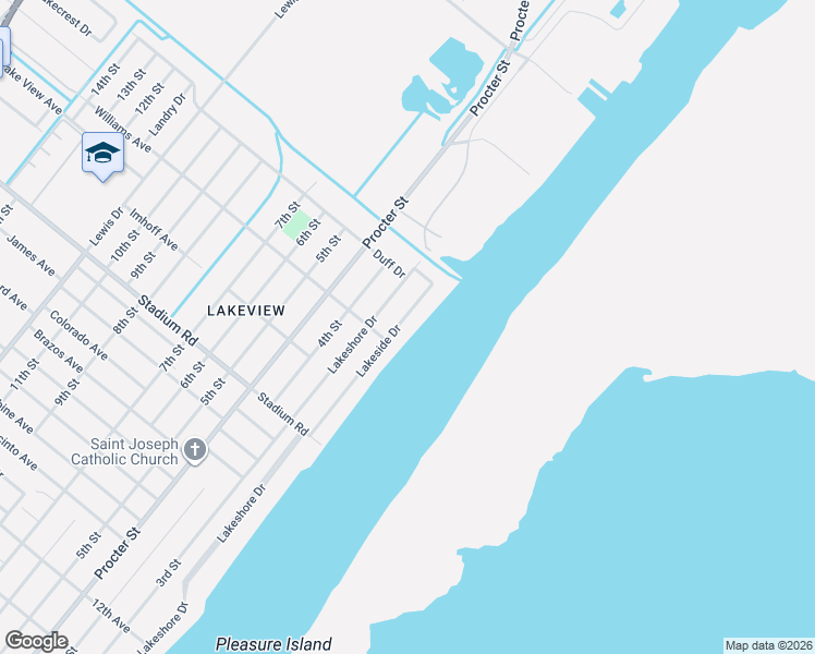 map of restaurants, bars, coffee shops, grocery stores, and more near 5215 Lakeside Drive in Port Arthur
