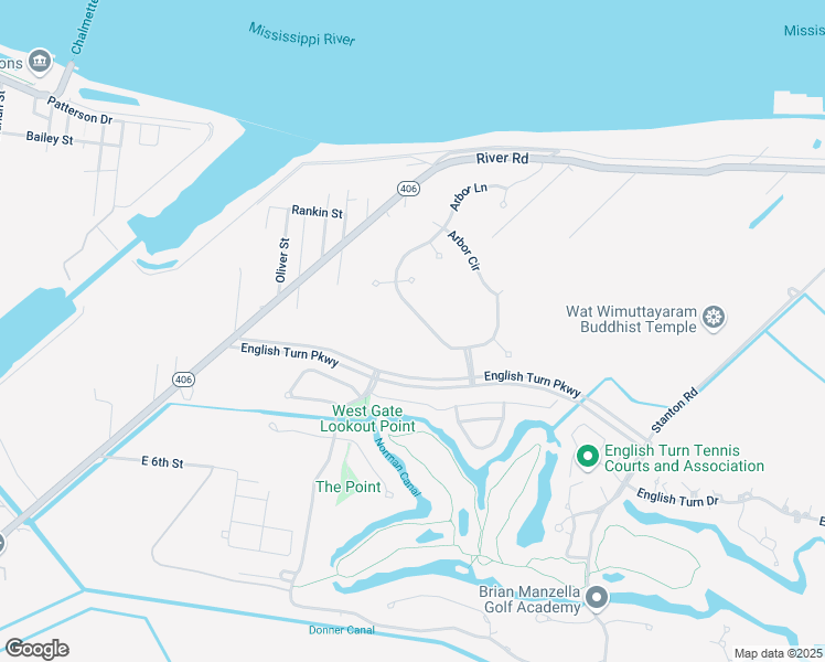 map of restaurants, bars, coffee shops, grocery stores, and more near 54 Arbor Circle in New Orleans