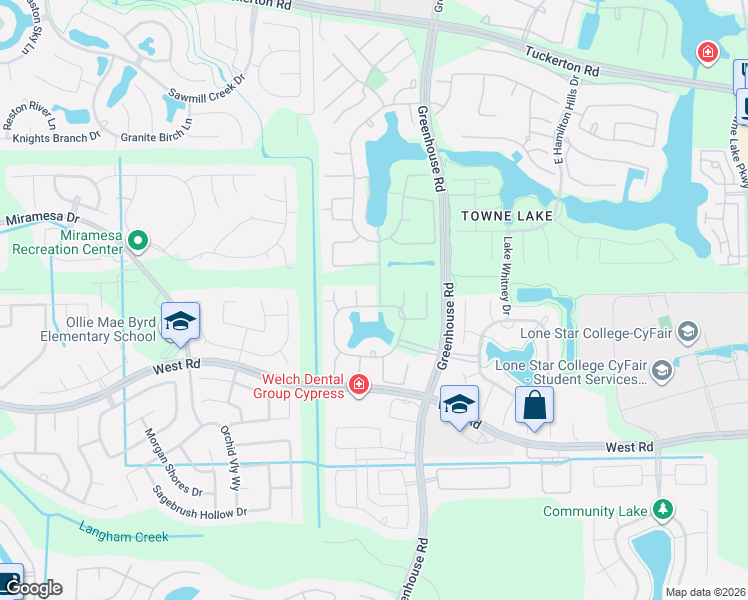 map of restaurants, bars, coffee shops, grocery stores, and more near 9303 Brady Branch Lane in Cypress