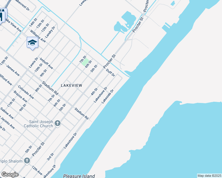 map of restaurants, bars, coffee shops, grocery stores, and more near 5215 Lakeside Drive in Port Arthur
