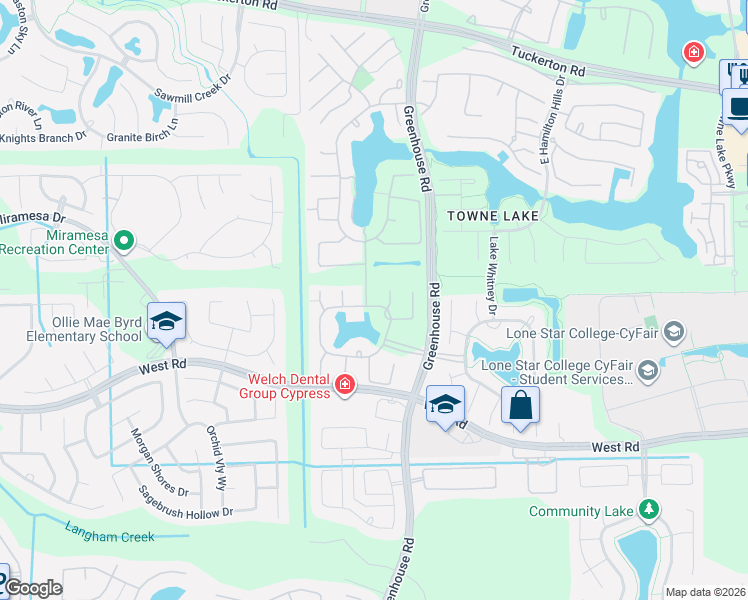 map of restaurants, bars, coffee shops, grocery stores, and more near 9303 Brady Branch Lane in Cypress