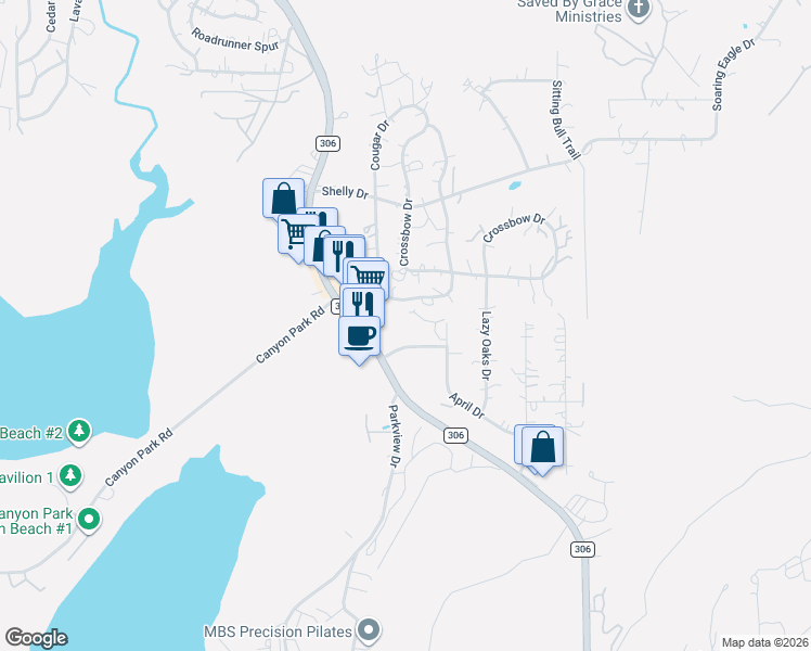map of restaurants, bars, coffee shops, grocery stores, and more near 559 Nottingham in Canyon Lake