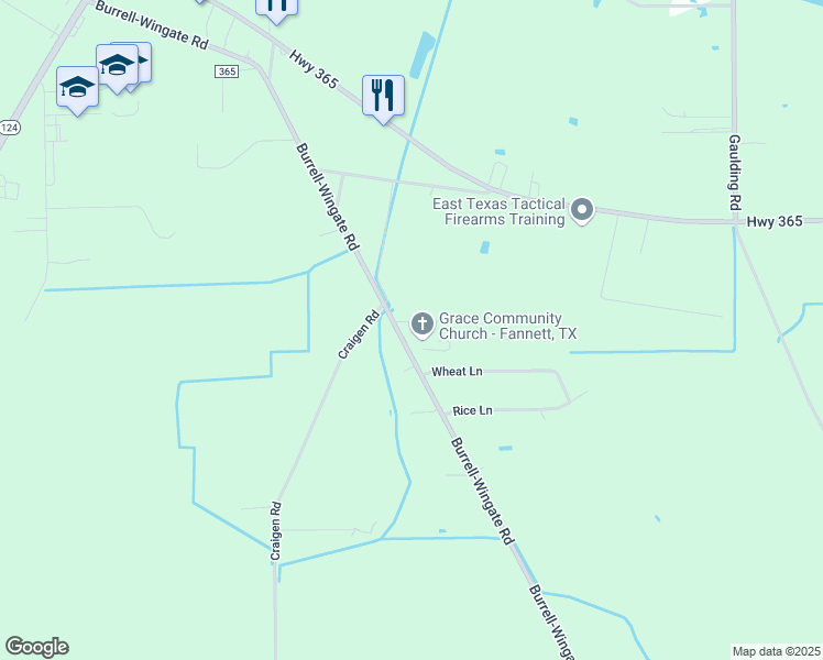 map of restaurants, bars, coffee shops, grocery stores, and more near 22044 Burrell-Wingate Road in Beaumont