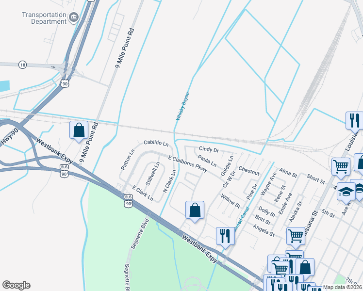 map of restaurants, bars, coffee shops, grocery stores, and more near 4217 Delaware Avenue in Bridge City