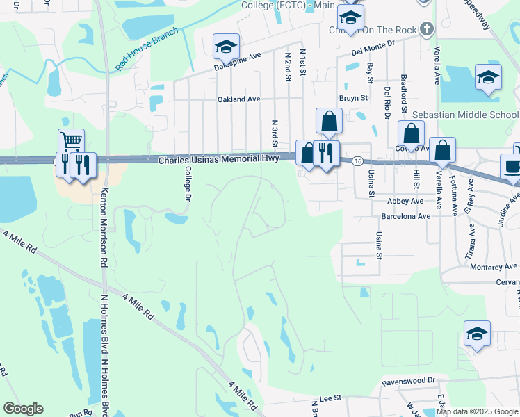 map of restaurants, bars, coffee shops, grocery stores, and more near 610 Fairway Drive in St. Augustine