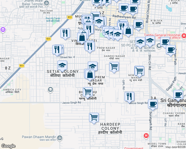 map of restaurants, bars, coffee shops, grocery stores, and more near in Sadhuwali