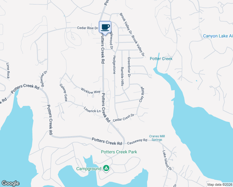 map of restaurants, bars, coffee shops, grocery stores, and more near 1365 Hedgestone in Canyon Lake