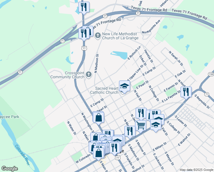 map of restaurants, bars, coffee shops, grocery stores, and more near 845 North Jackson Street in La Grange