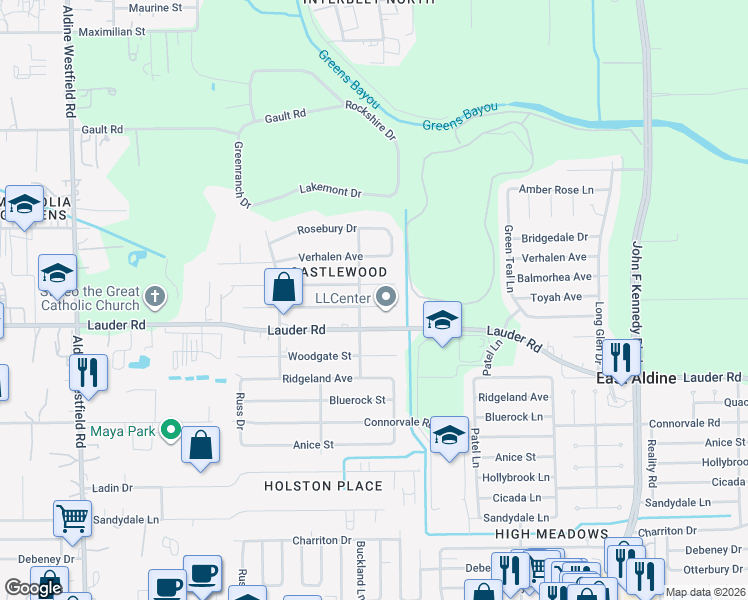 map of restaurants, bars, coffee shops, grocery stores, and more near 2806 Balmorhea Avenue in Houston