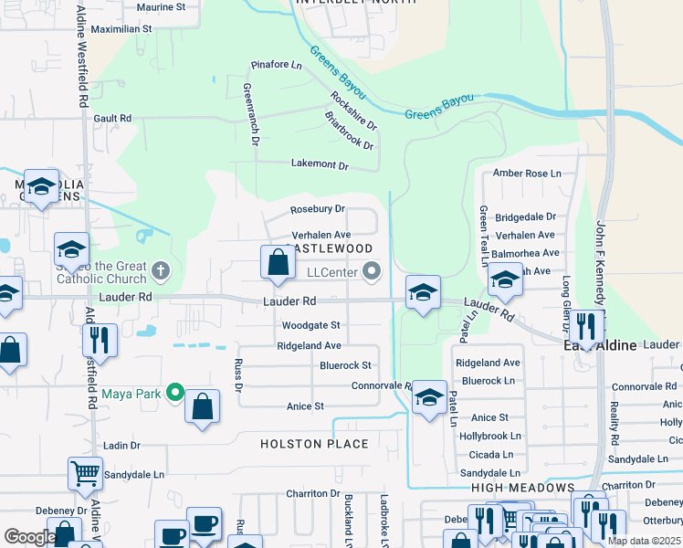 map of restaurants, bars, coffee shops, grocery stores, and more near 2806 Balmorhea Avenue in Houston