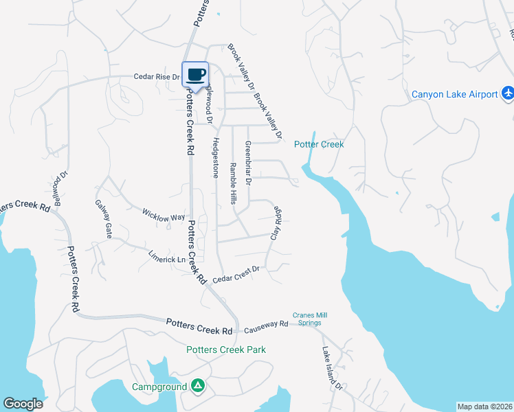 map of restaurants, bars, coffee shops, grocery stores, and more near 426 Clay Ridge in Canyon Lake