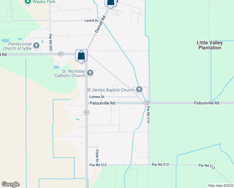 map of restaurants, bars, coffee shops, grocery stores, and more near 6219 Lumea Street in New Iberia