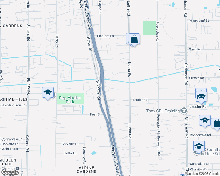 map of restaurants, bars, coffee shops, grocery stores, and more near 322 Aldine Mail Road in Houston
