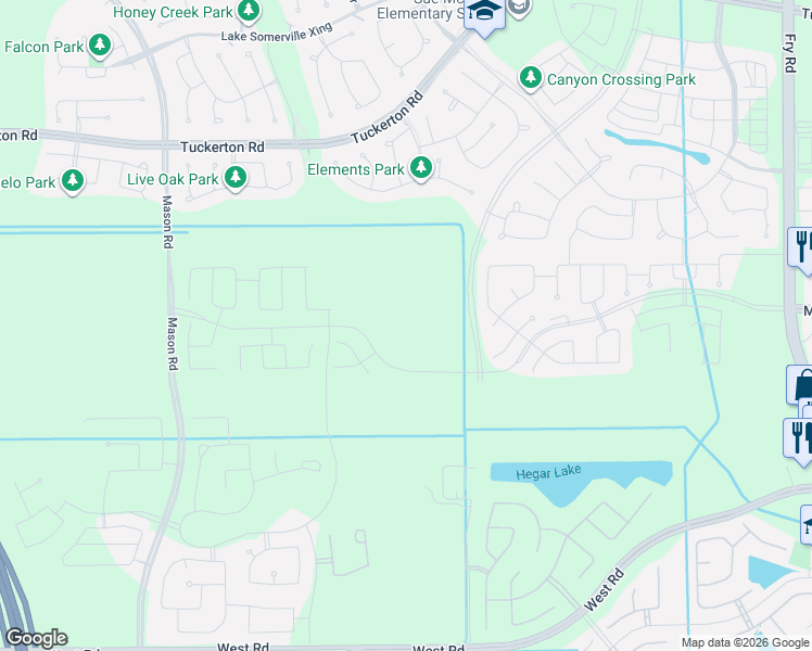 map of restaurants, bars, coffee shops, grocery stores, and more near Unnamed Road in Cypress