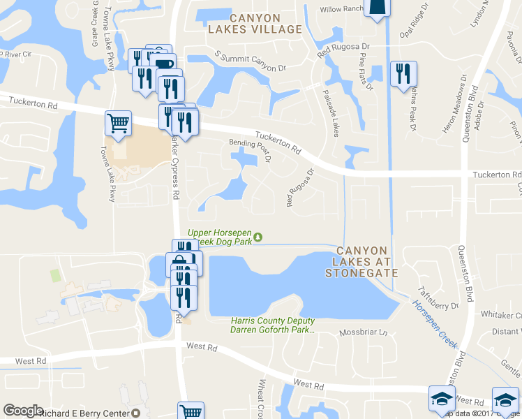 map of restaurants, bars, coffee shops, grocery stores, and more near 9715 Tucker Cypress Drive in Houston