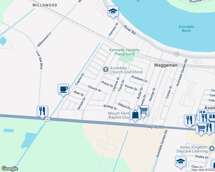 map of restaurants, bars, coffee shops, grocery stores, and more near 224 Priest Street in Avondale