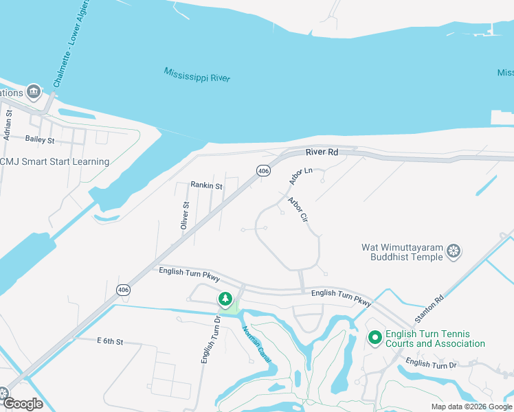 map of restaurants, bars, coffee shops, grocery stores, and more near 34 Arbor Circle in New Orleans