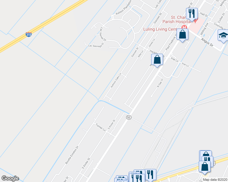 map of restaurants, bars, coffee shops, grocery stores, and more near 324 Allie Lane in Luling
