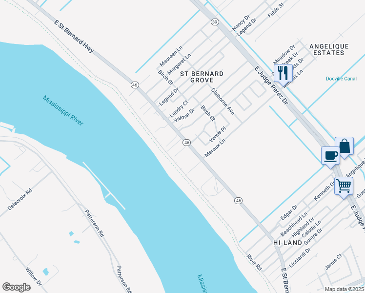 map of restaurants, bars, coffee shops, grocery stores, and more near 1915 Tusa Drive in Violet