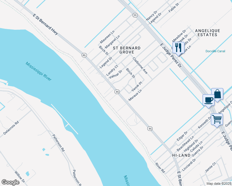 map of restaurants, bars, coffee shops, grocery stores, and more near 1915 Tusa Drive in Violet