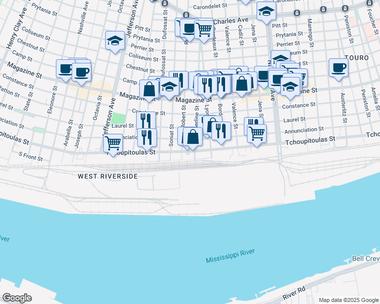 map of restaurants, bars, coffee shops, grocery stores, and more near 403 Upperline Street in New Orleans