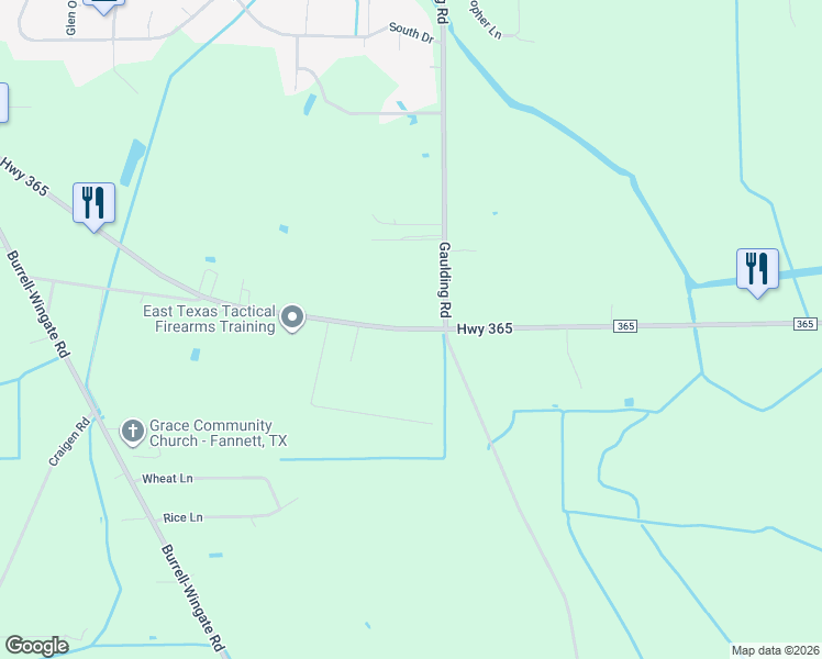 map of restaurants, bars, coffee shops, grocery stores, and more near 17539 Farm to Market Road 365 in Beaumont