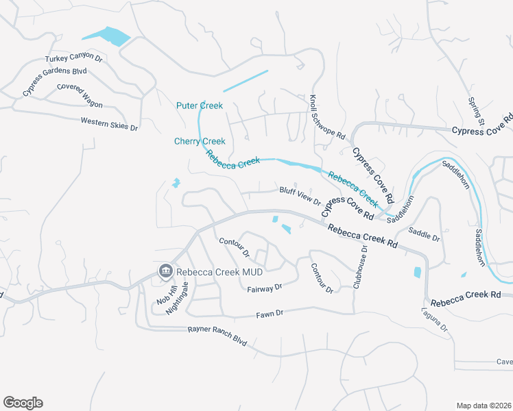 map of restaurants, bars, coffee shops, grocery stores, and more near 204 Bluff View Drive in Spring Branch
