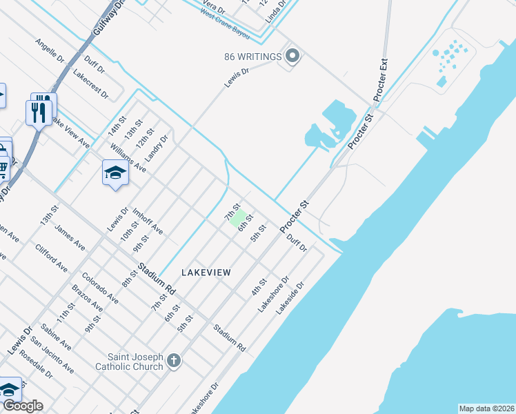 map of restaurants, bars, coffee shops, grocery stores, and more near 600 Duff Drive in Port Arthur