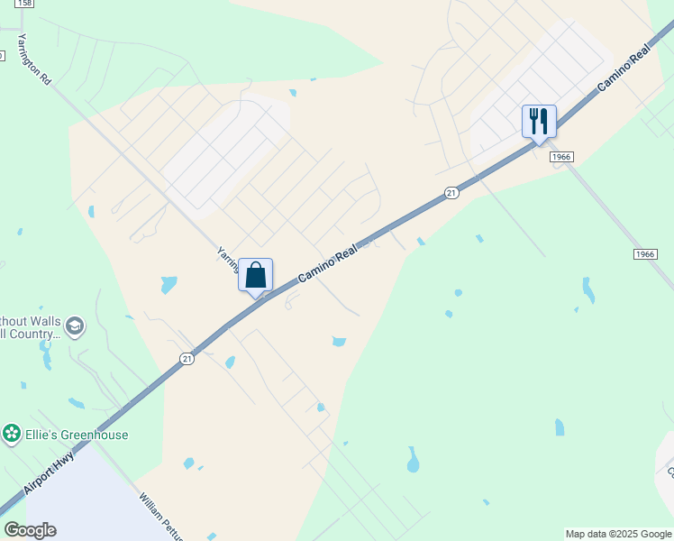 map of restaurants, bars, coffee shops, grocery stores, and more near 5996 Camino Real in Maxwell