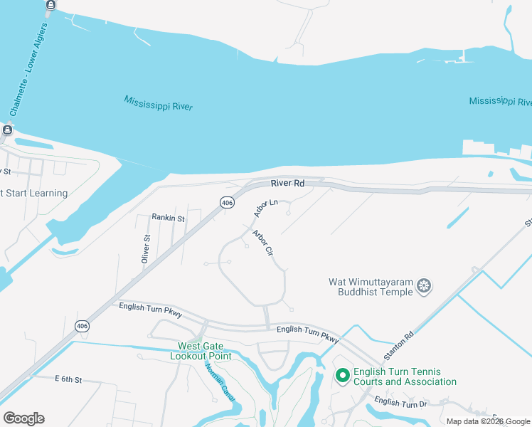 map of restaurants, bars, coffee shops, grocery stores, and more near 20 Arbor Lane in New Orleans