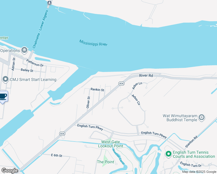 map of restaurants, bars, coffee shops, grocery stores, and more near 3353 Adam Street in New Orleans
