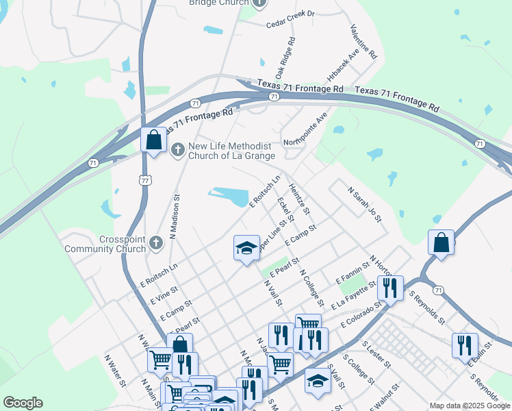 map of restaurants, bars, coffee shops, grocery stores, and more near 790 East Roitsch Lane in La Grange