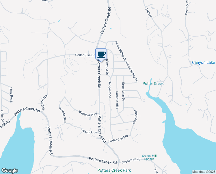 map of restaurants, bars, coffee shops, grocery stores, and more near 1104 Hedgestone in Canyon Lake