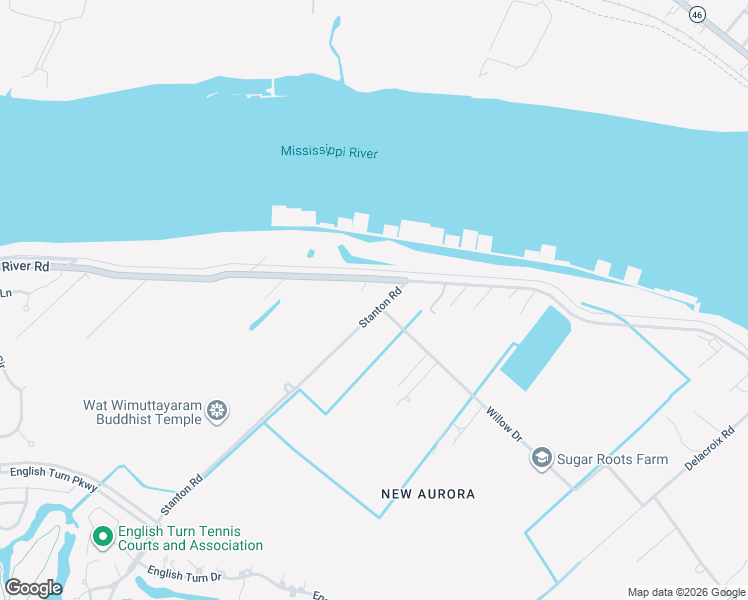 map of restaurants, bars, coffee shops, grocery stores, and more near 1001 Stanton Road in New Orleans