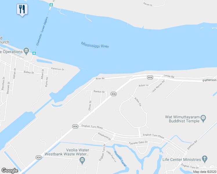 map of restaurants, bars, coffee shops, grocery stores, and more near 3353 Adam Street in New Orleans