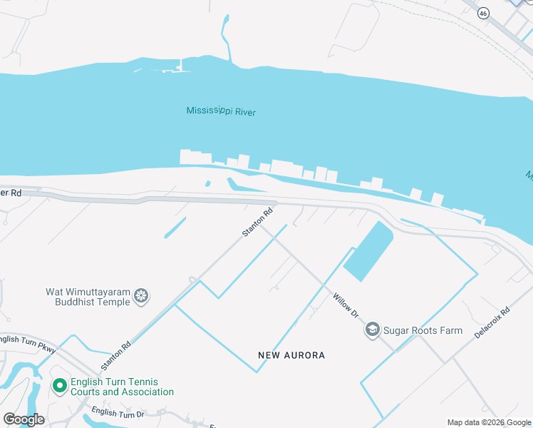 map of restaurants, bars, coffee shops, grocery stores, and more near 1001 Stanton Road in New Orleans