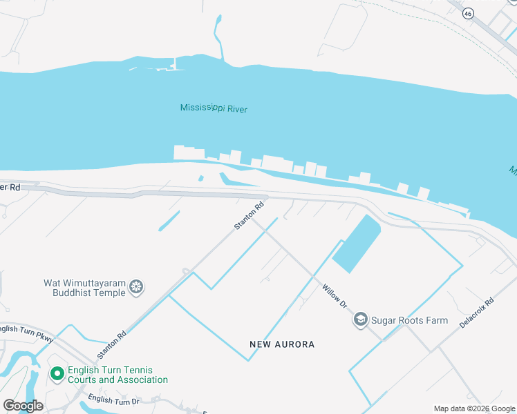 map of restaurants, bars, coffee shops, grocery stores, and more near 1001 Stanton Road in New Orleans