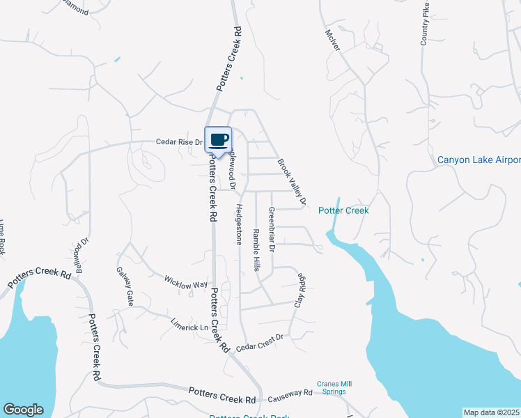 map of restaurants, bars, coffee shops, grocery stores, and more near 1096 Ramble Hills in Canyon Lake